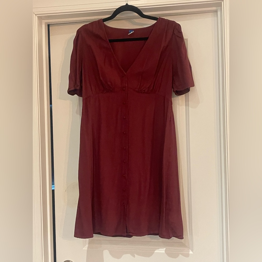 OLD NAVY Burgundy V-Neck Dress (M)